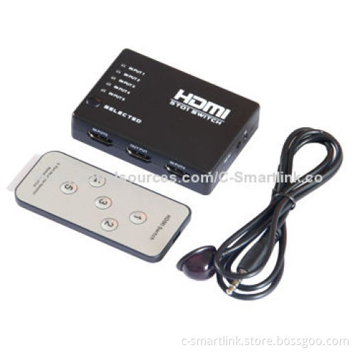 5-port Smart HDMI Switch, Auto-switch Among 5 Input Sources, IR Remote and AC Adapter Include